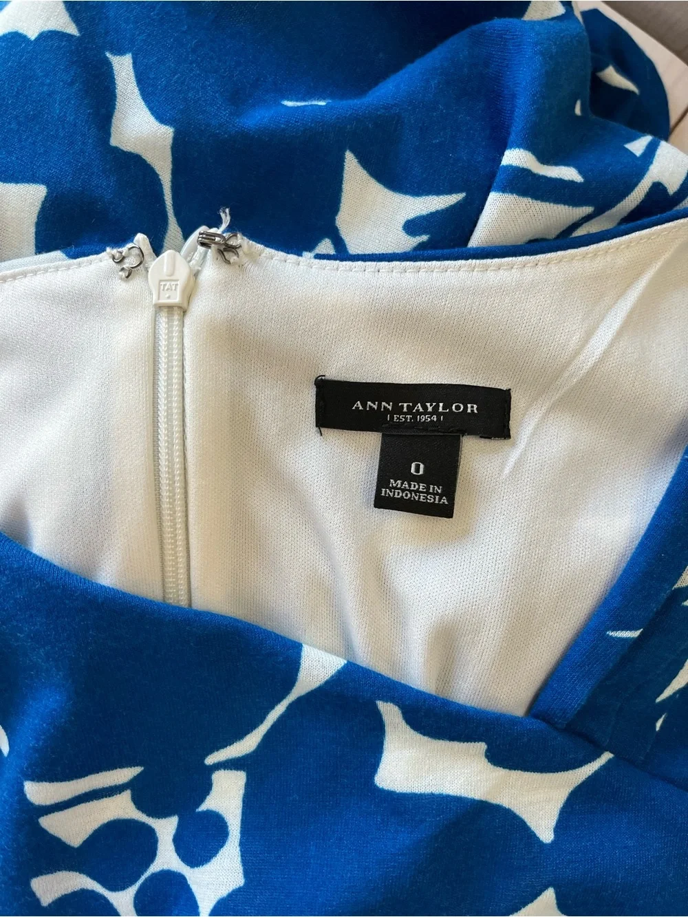 Ann Taylor Vibrant Royal Blue and White Floral Fit-and-Flare Mini Dress